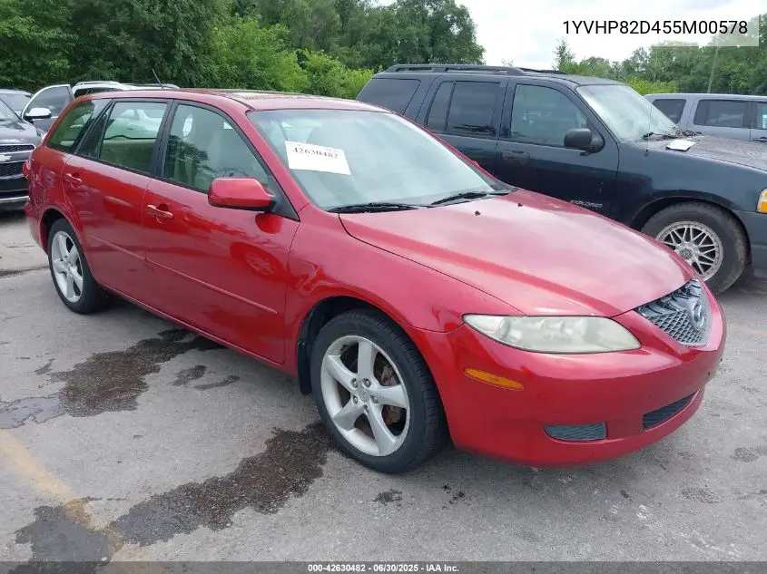 2005 Mazda Mazda6 S Base VIN: 1YVHP82D455M00578 Lot: 42630482