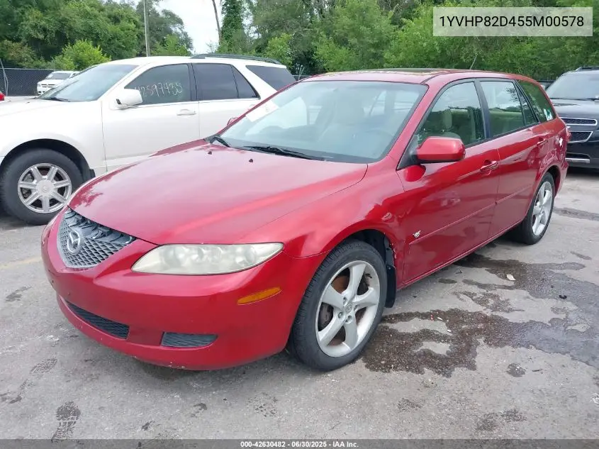 2005 Mazda Mazda6 S Base VIN: 1YVHP82D455M00578 Lot: 42630482