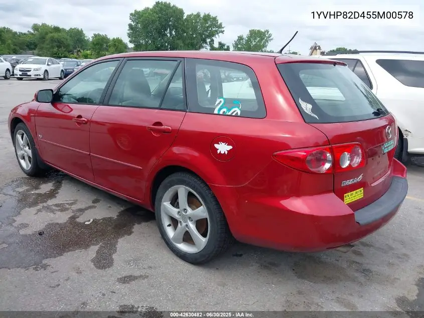 2005 Mazda Mazda6 S Base VIN: 1YVHP82D455M00578 Lot: 42630482