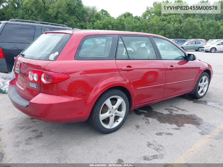2005 Mazda Mazda6 S Base VIN: 1YVHP82D455M00578 Lot: 42630482