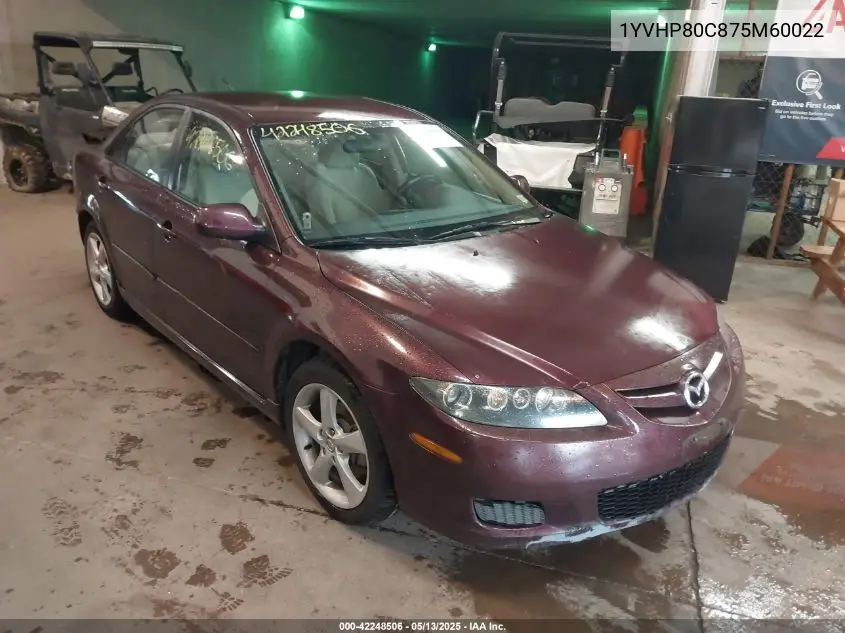 2007 Mazda Mazda6 I Sport Ve VIN: 1YVHP80C875M60022 Lot: 42248506