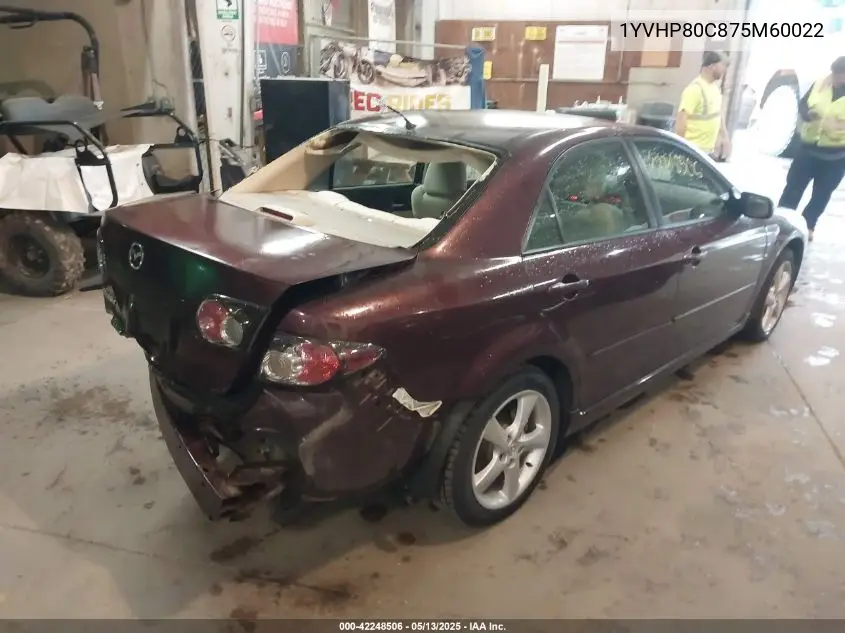 2007 Mazda Mazda6 I Sport Ve VIN: 1YVHP80C875M60022 Lot: 42248506