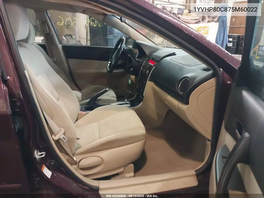 2007 Mazda Mazda6 I Sport Ve VIN: 1YVHP80C875M60022 Lot: 42248506