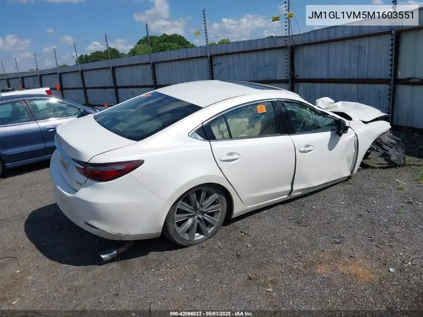 2021 Mazda Mazda6 Touring VIN: JM1GL1VM5M1603551 Lot: 42066033