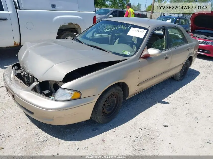 1998 Mazda 626 Dx/Lx VIN: 1YVGF22C4W5770143 Lot: 42226967