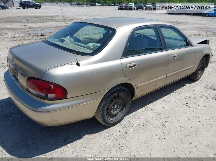 1998 Mazda 626 Dx/Lx VIN: 1YVGF22C4W5770143 Lot: 42226967