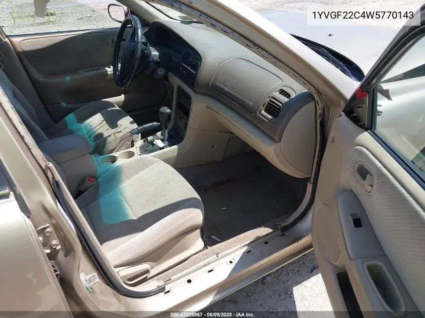 1998 Mazda 626 Dx/Lx VIN: 1YVGF22C4W5770143 Lot: 42226967