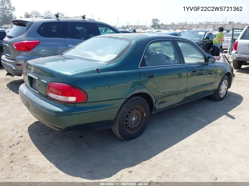 1998 Mazda 626 Dx/Lx VIN: 1YVGF22C2W5721362 Lot: 42608127