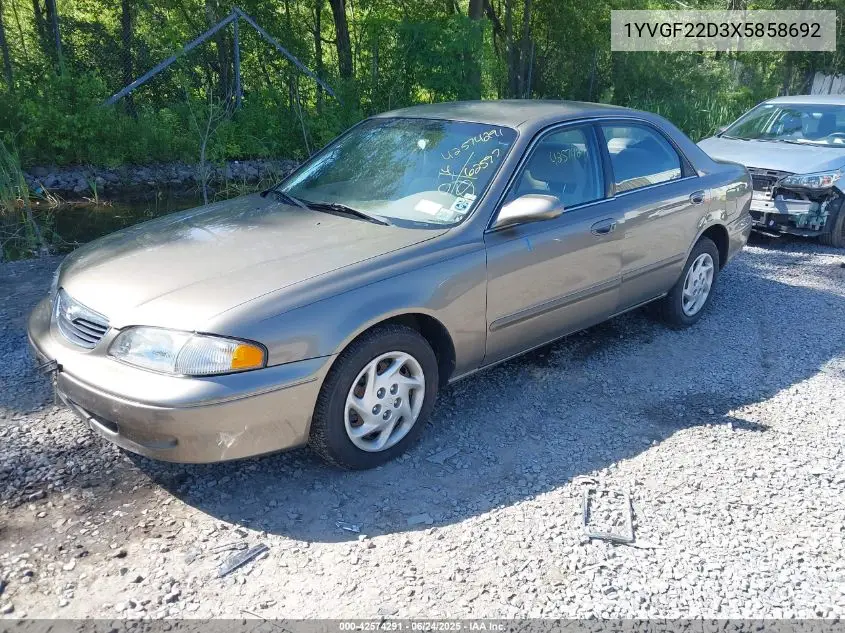 1999 Mazda 626 Es V6/Lx (V6) VIN: 1YVGF22D3X5858692 Lot: 42574291
