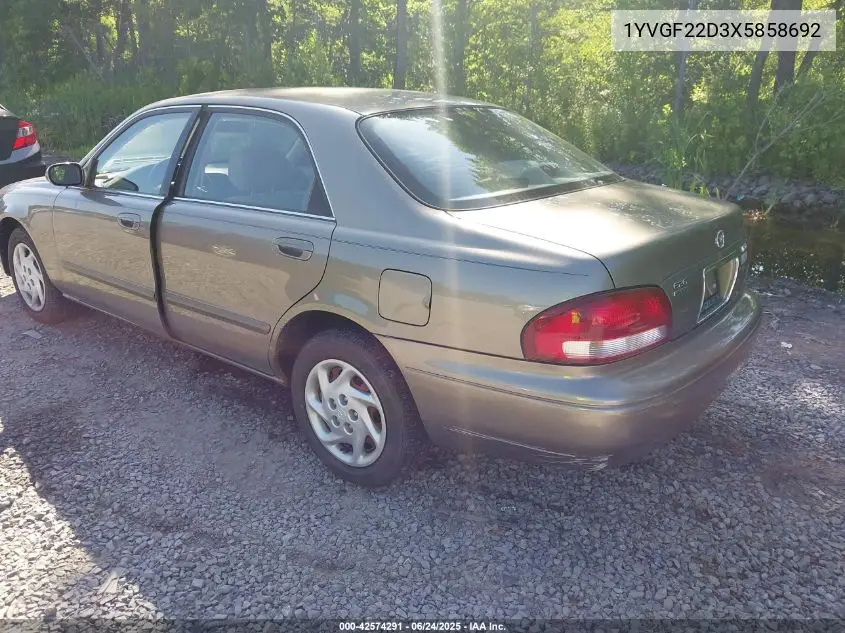 1999 Mazda 626 Es V6/Lx (V6) VIN: 1YVGF22D3X5858692 Lot: 42574291