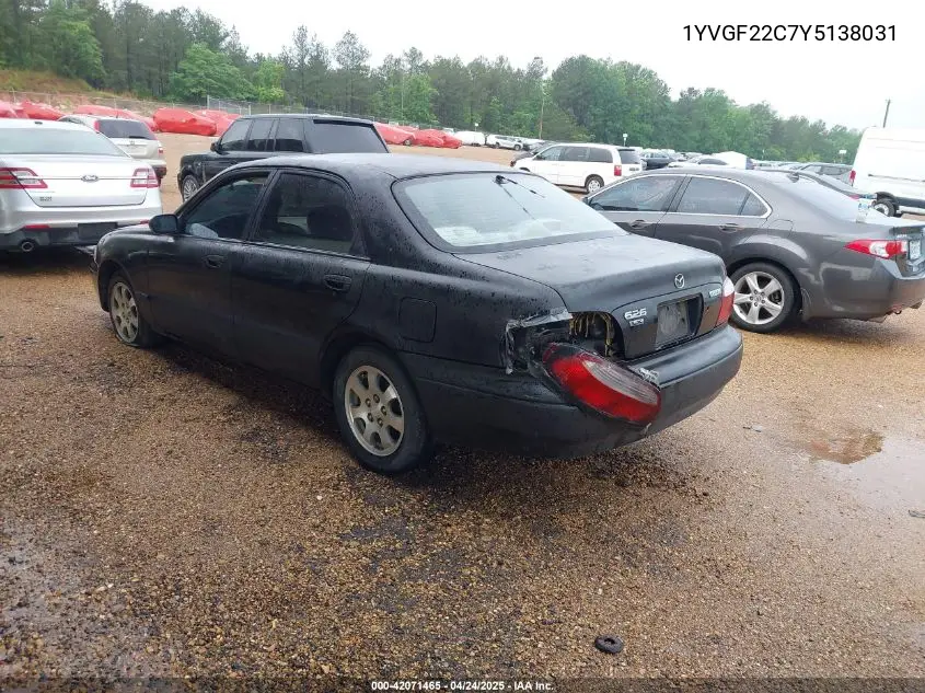 2000 Mazda 626 Es/Lx VIN: 1YVGF22C7Y5138031 Lot: 42071465