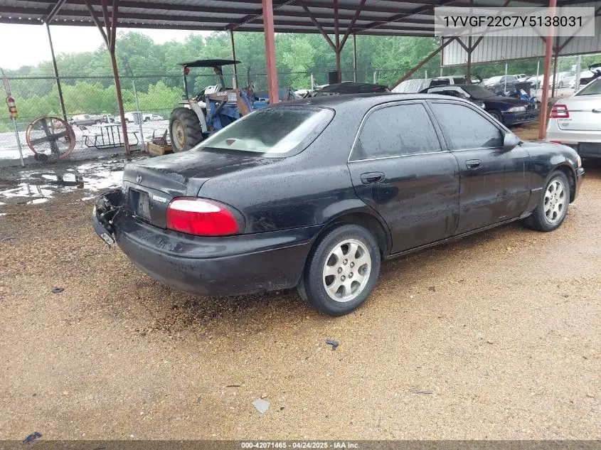 2000 Mazda 626 Es/Lx VIN: 1YVGF22C7Y5138031 Lot: 42071465