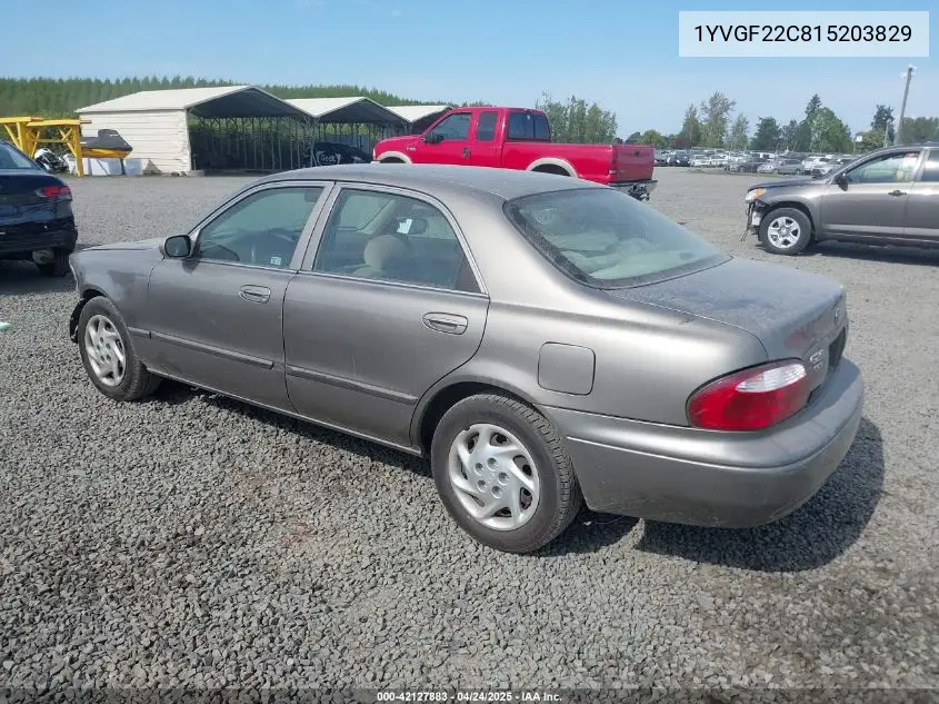 2001 Mazda 626 Es/Lx VIN: 1YVGF22C815203829 Lot: 42127883