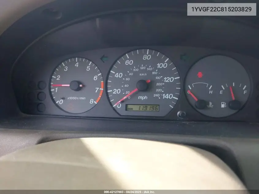 2001 Mazda 626 Es/Lx VIN: 1YVGF22C815203829 Lot: 42127883