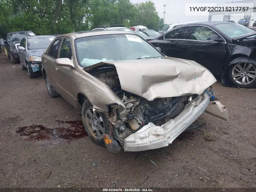2001 Mazda 626 Es/Lx VIN: 1YVGF22C215217757 Lot: 42384476