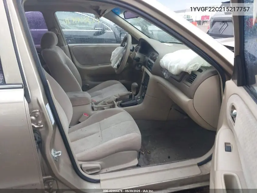 2001 Mazda 626 Es/Lx VIN: 1YVGF22C215217757 Lot: 42384476