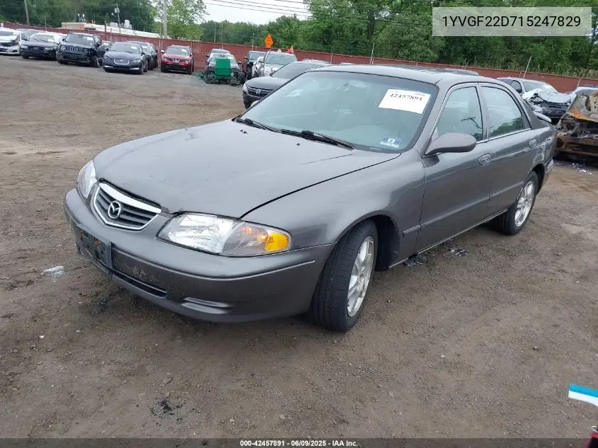 2001 Mazda 626 Es V6/Lx V6 VIN: 1YVGF22D715247829 Lot: 42457891