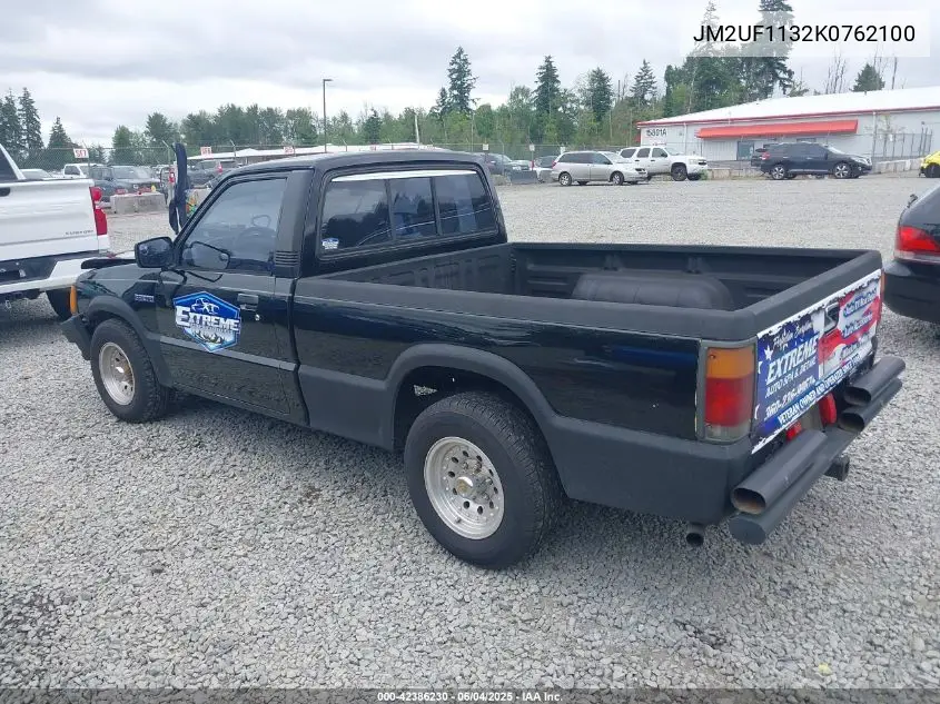 1989 Mazda B2200 Short Bed VIN: JM2UF1132K0762100 Lot: 42386230