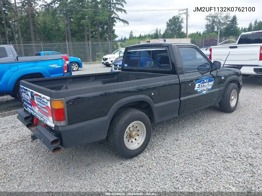 1989 Mazda B2200 Short Bed VIN: JM2UF1132K0762100 Lot: 42386230