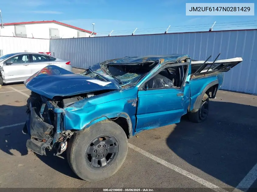 1992 Mazda B2600 Cab Plus VIN: JM2UF6147N0281429 Lot: 42198800