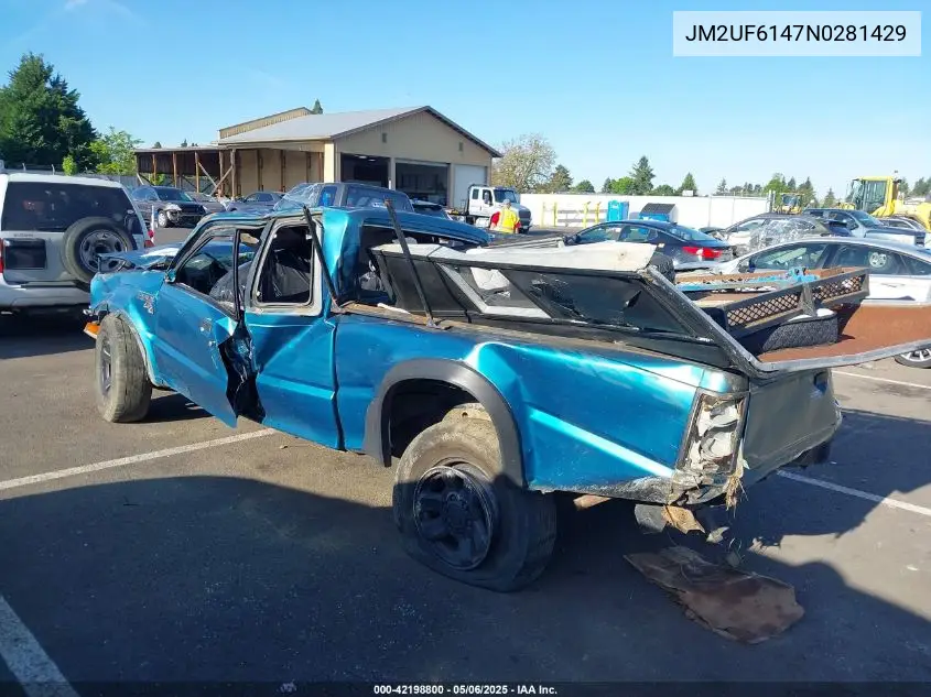 1992 Mazda B2600 Cab Plus VIN: JM2UF6147N0281429 Lot: 42198800