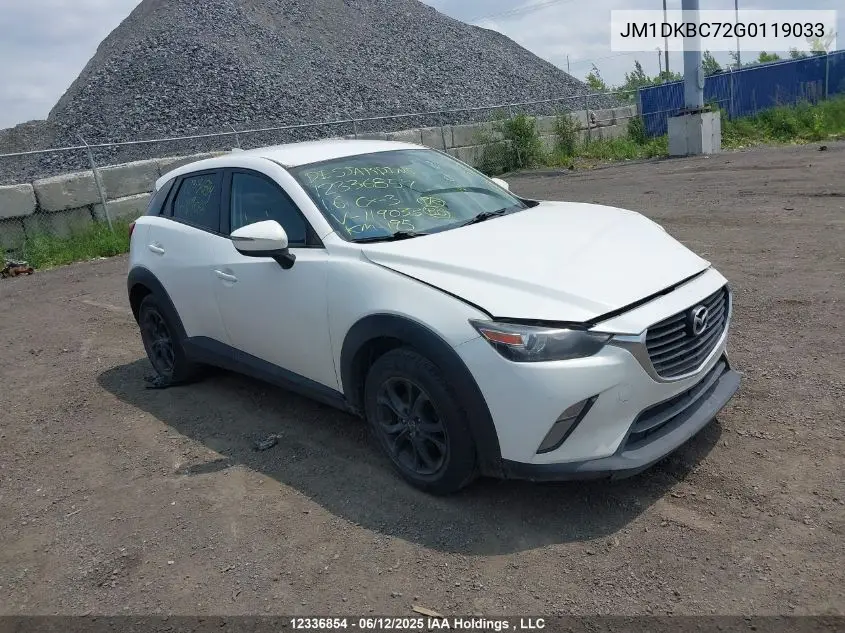 2016 Mazda Cx-3 Touring VIN: JM1DKBC72G0119033 Lot: 12336854