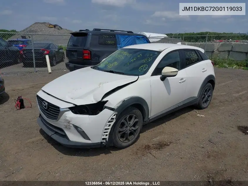 2016 Mazda Cx-3 Touring VIN: JM1DKBC72G0119033 Lot: 12336854