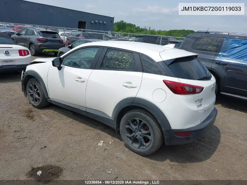 2016 Mazda Cx-3 Touring VIN: JM1DKBC72G0119033 Lot: 12336854