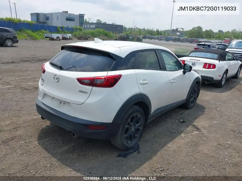 2016 Mazda Cx-3 Touring VIN: JM1DKBC72G0119033 Lot: 12336854