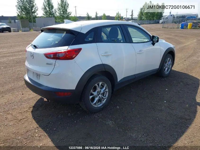 2016 Mazda Cx-3 Touring VIN: JM1DKBC72G0106671 Lot: 12337886