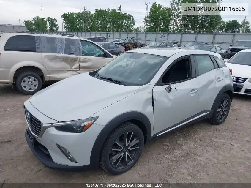 2016 Mazda Cx-3 Grand Touring VIN: JM1DKBD72G0116535 Lot: 12343771