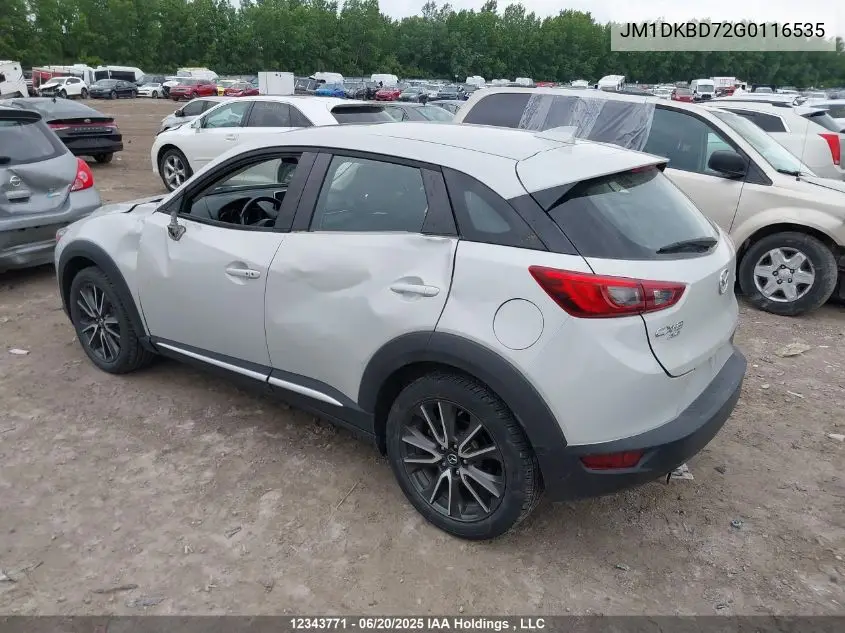 2016 Mazda Cx-3 Grand Touring VIN: JM1DKBD72G0116535 Lot: 12343771