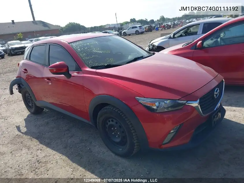 2016 Mazda Cx-3 Gs VIN: JM1DKBC74G0111192 Lot: 12349069