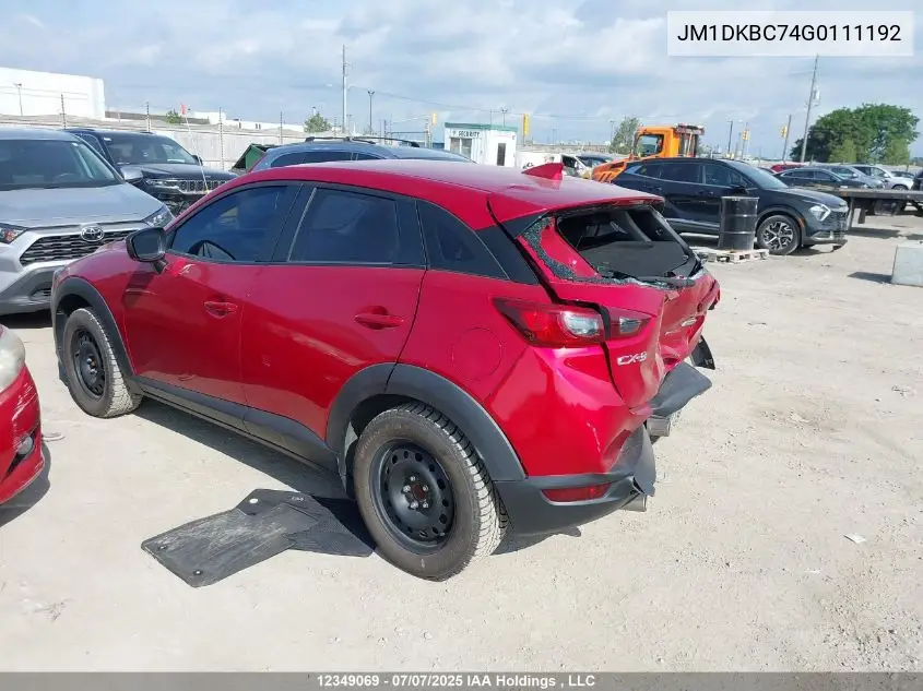 2016 Mazda Cx-3 Gs VIN: JM1DKBC74G0111192 Lot: 12349069