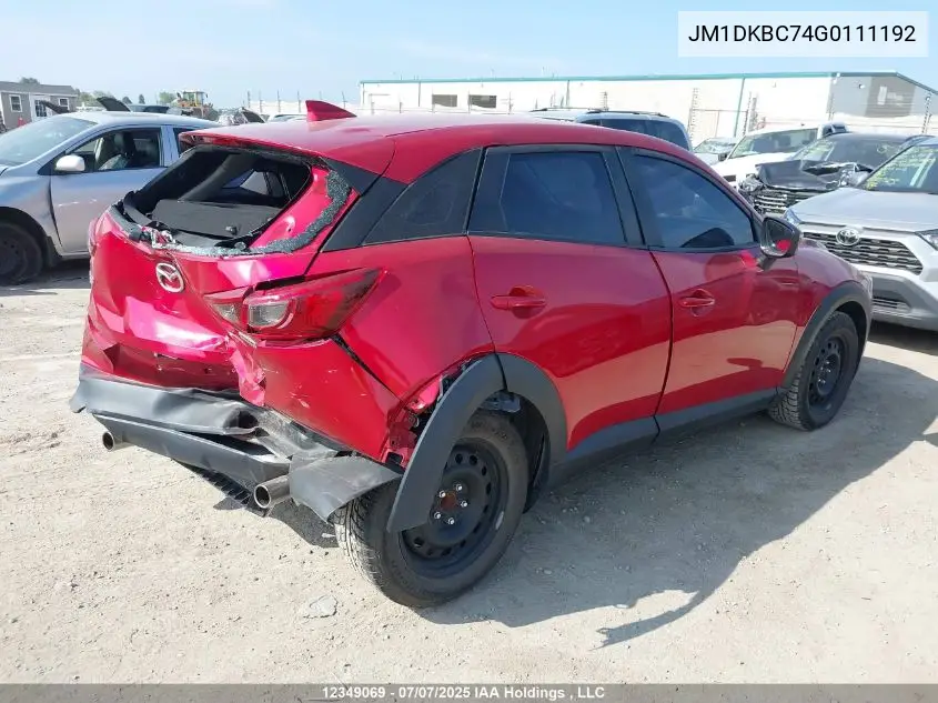 2016 Mazda Cx-3 Gs VIN: JM1DKBC74G0111192 Lot: 12349069