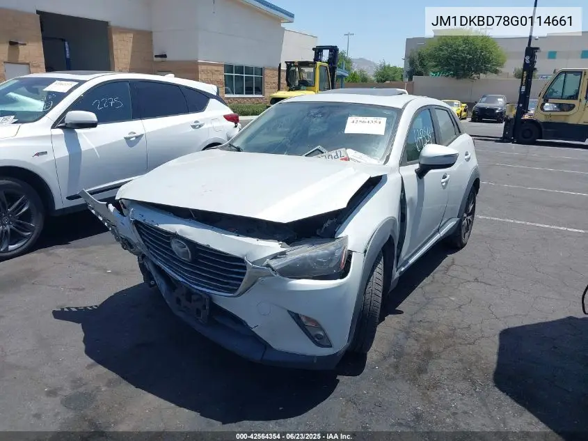 2016 Mazda Cx-3 Grand Touring VIN: JM1DKBD78G0114661 Lot: 42564354