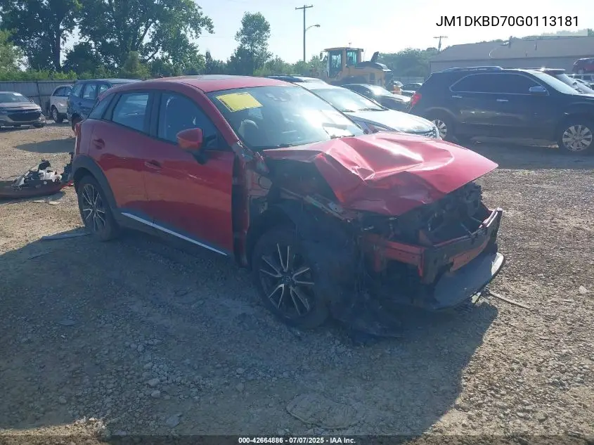 2016 Mazda Cx-3 Grand Touring VIN: JM1DKBD70G0113181 Lot: 42664886