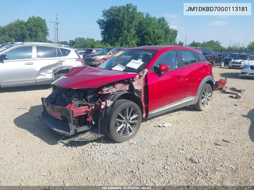 2016 Mazda Cx-3 Grand Touring VIN: JM1DKBD70G0113181 Lot: 42664886