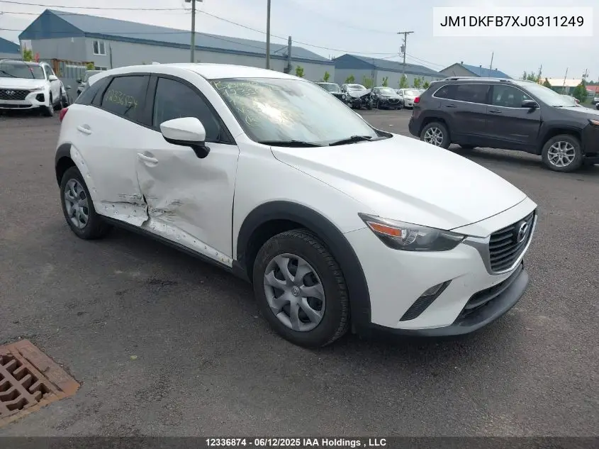 2018 Mazda Cx-3 Gx VIN: JM1DKFB7XJ0311249 Lot: 12336874