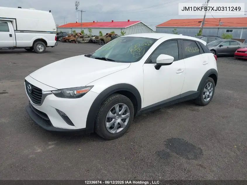 2018 Mazda Cx-3 Gx VIN: JM1DKFB7XJ0311249 Lot: 12336874