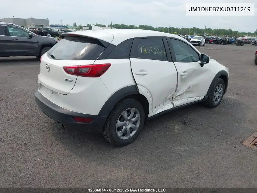 2018 Mazda Cx-3 Gx VIN: JM1DKFB7XJ0311249 Lot: 12336874