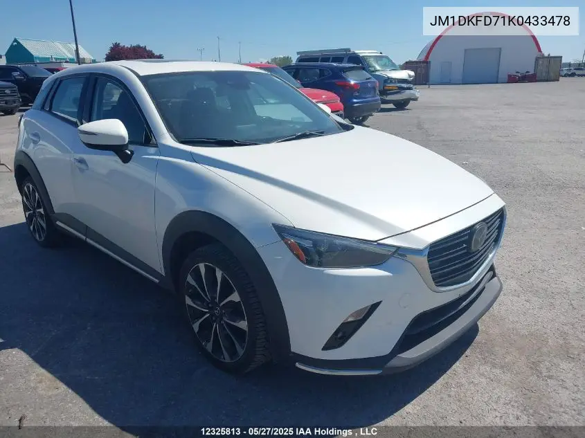 2019 Mazda Cx-3 Grand Touring VIN: JM1DKFD71K0433478 Lot: 12325813
