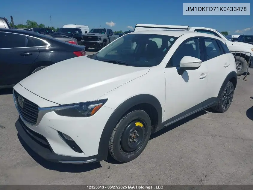 2019 Mazda Cx-3 Grand Touring VIN: JM1DKFD71K0433478 Lot: 12325813