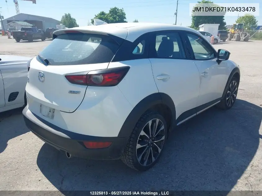 2019 Mazda Cx-3 Grand Touring VIN: JM1DKFD71K0433478 Lot: 12325813