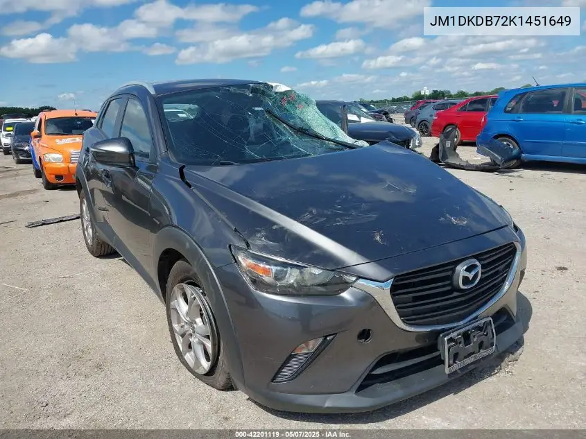2019 Mazda Cx-3 Sport VIN: JM1DKDB72K1451649 Lot: 42201119