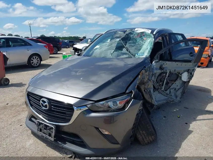 2019 Mazda Cx-3 Sport VIN: JM1DKDB72K1451649 Lot: 42201119