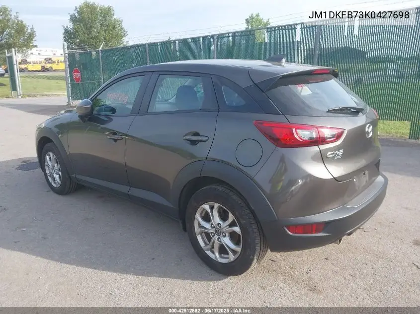 2019 Mazda Cx-3 Sport VIN: JM1DKFB73K0427698 Lot: 42512882