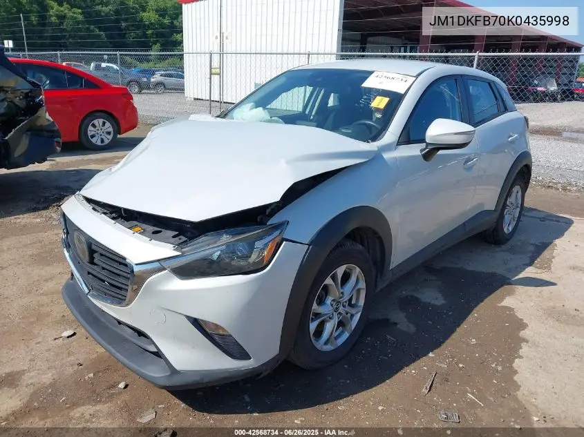 2019 Mazda Cx-3 Sport VIN: JM1DKFB70K0435998 Lot: 42568734