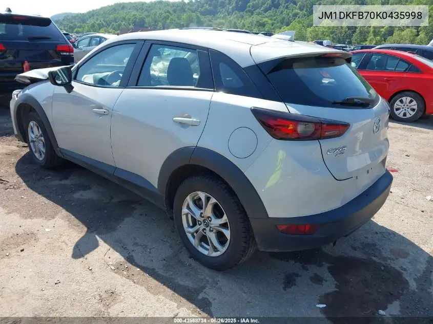 2019 Mazda Cx-3 Sport VIN: JM1DKFB70K0435998 Lot: 42568734