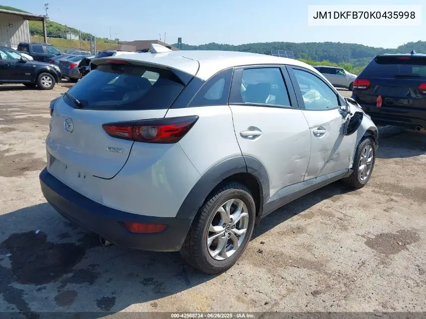 2019 Mazda Cx-3 Sport VIN: JM1DKFB70K0435998 Lot: 42568734
